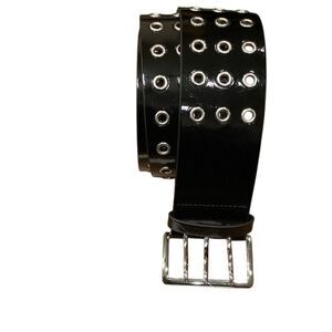 NWT UO Urban Outfitters Black Three ring GrommetTriple Eyelet Belt Size Medium